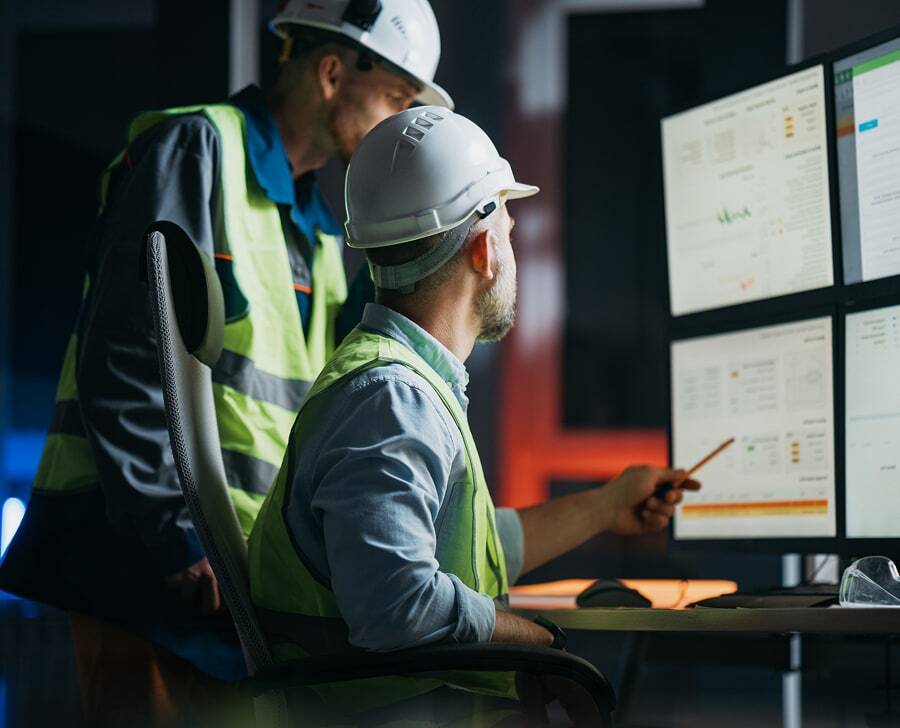 utility operator viewing computer screens