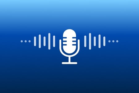 Podcast microphone with soundwaves
